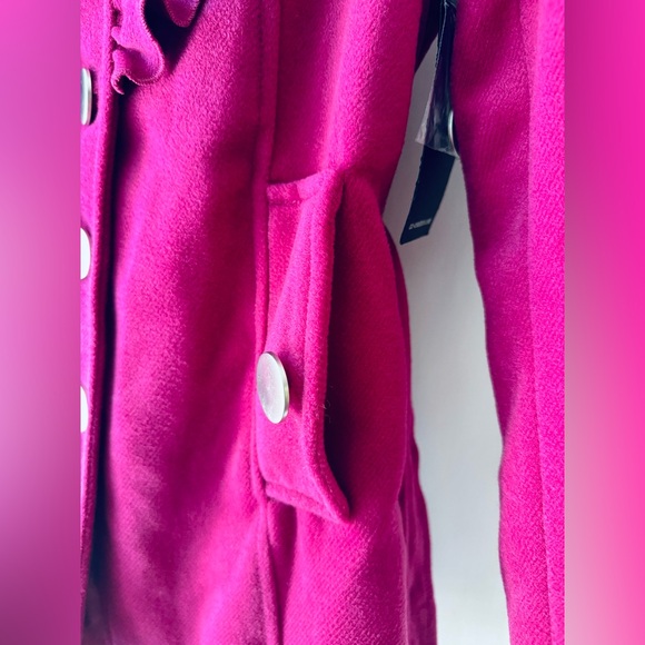 C.C. Couture Ruffle Trim Belted Jacket (Fuchsia) - Size L - Picture 6 of 11